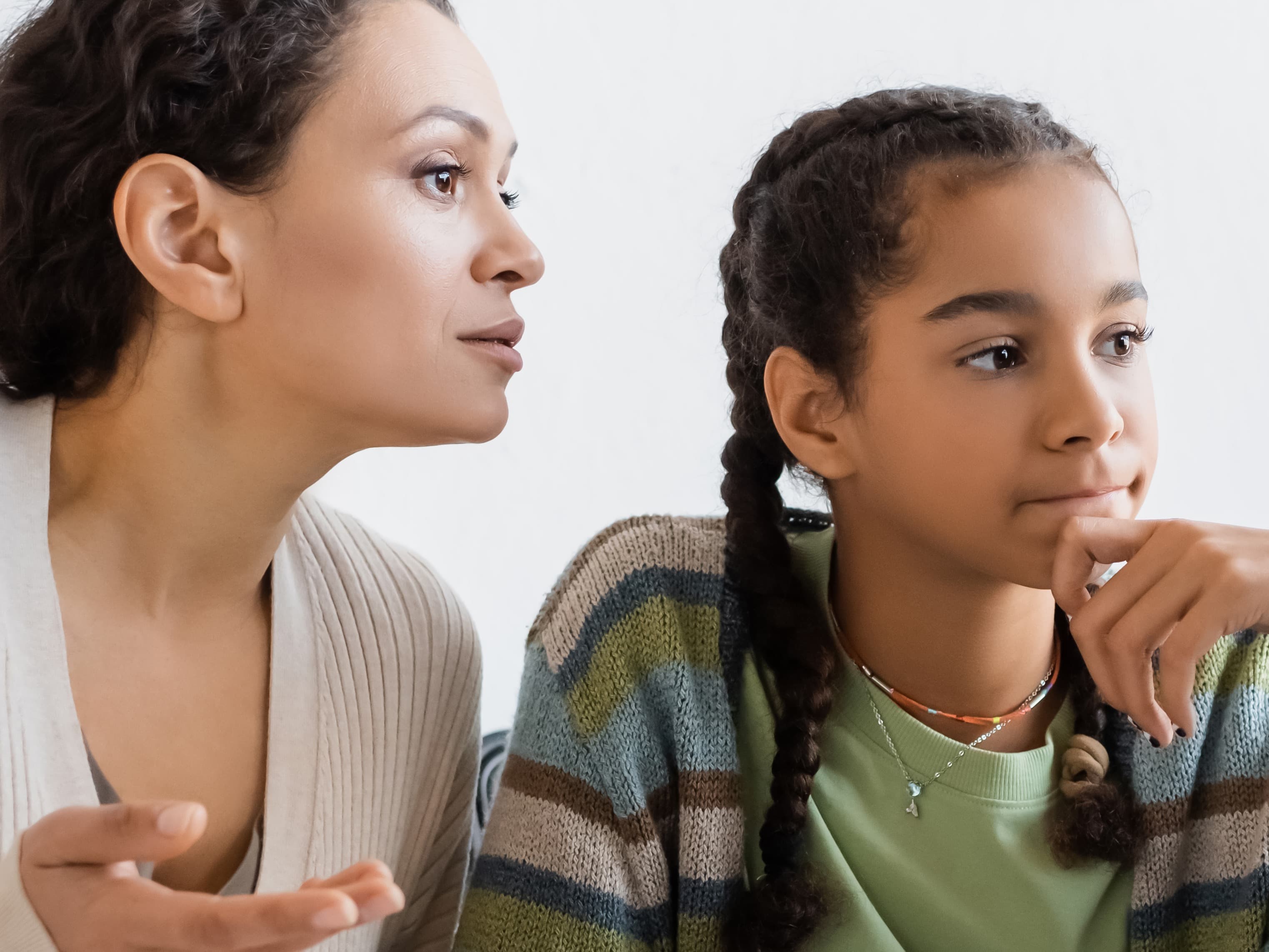 Maother and daughter talking about immigration
